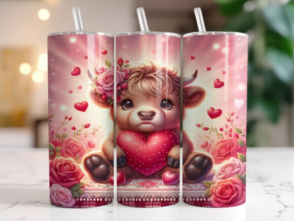 Baby Highland Cow Valentine Tumbler Wraps Graphics Review