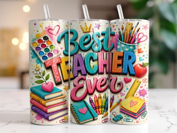 Best Teacher Ever Skinny Tumbler Wrap