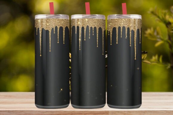 Black and Gold Tumbler Wrap Graphics