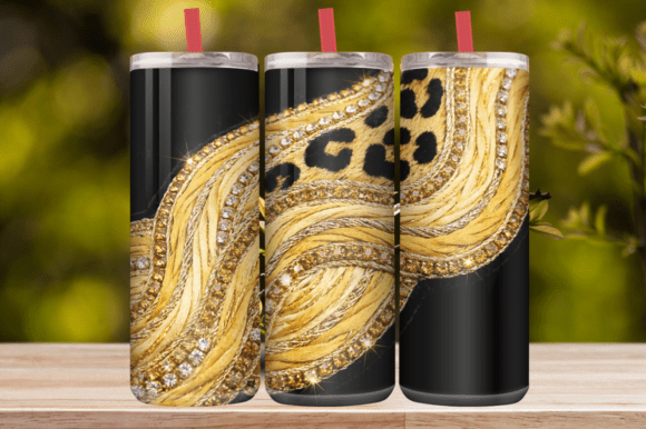 Black Gold Wild Glam Tumbler Wrap Graphics
