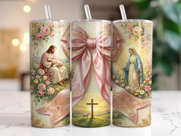 Christian Jesus Bow Cross Easter Tumbler Wrap Graphics