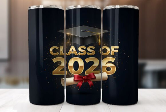 Class of 2026 Gold Graduation Tumbler Graphics & Wraps