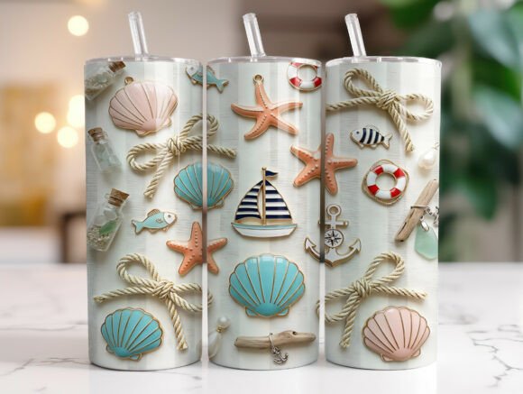Coastal Seashell Coquette Tumbler Wrap