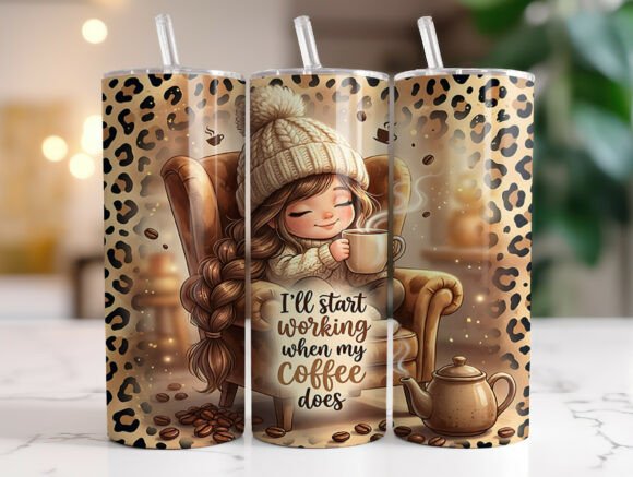 Coffee Lover Leopard Print Tumbler Wrap Graphics for Tumbler Wraps