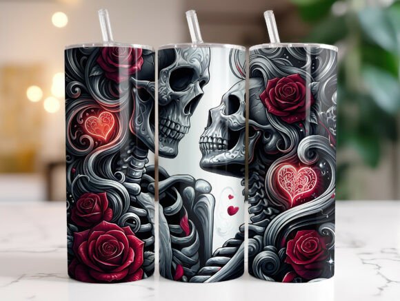 Dark Romance Skull Rose Tumbler Wrap: Graphics & Wraps