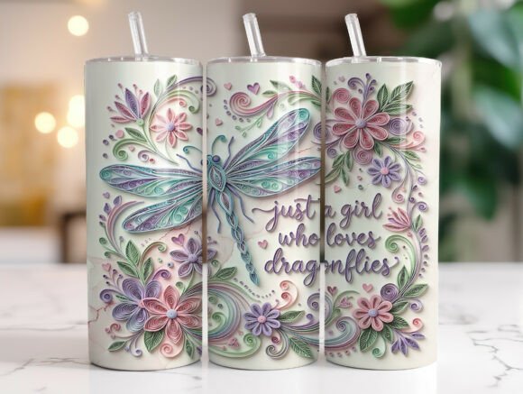 Dragonfly Floral Quote 20oz Tumbler Wrap