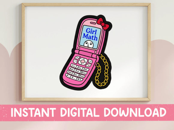 Girl Math Flip Phone Pink SVG Graphics