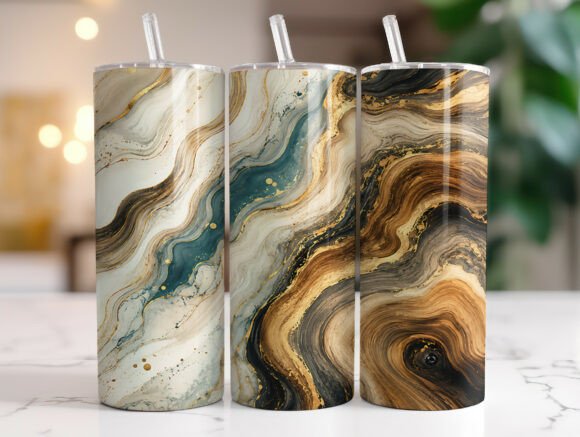 Gold Marble Agate 20 Oz Tumbler Wrap PNG