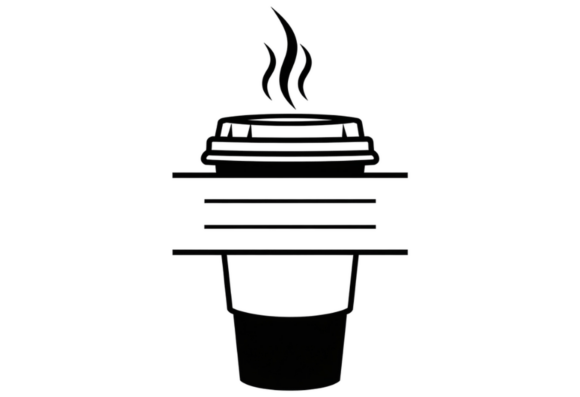Hot Coffee Cup Split Monogram Design