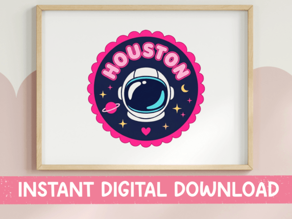 Houston SVG PNG Astronaut Badge Bold: Graphics for T-Shirt Designs