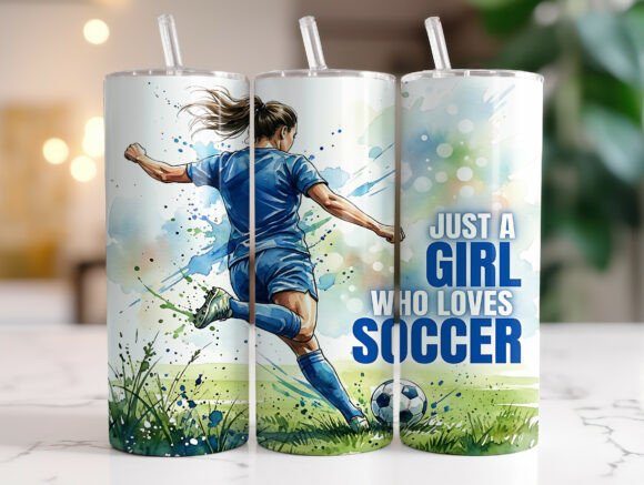 Just a Girl Who Loves Soccer Tumbler PNG