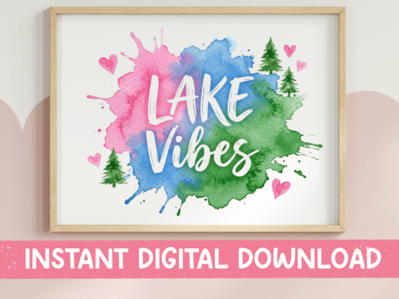Lake Vibes Watercolor Splash SVG: Graphics for T-Shirt Designs