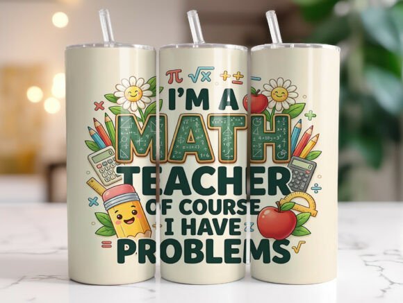 Math Teacher 20 Oz Tumbler Wrap Graphics