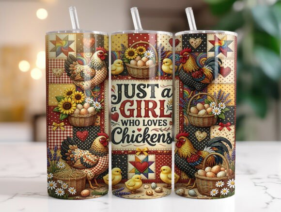 Patchwork Chicken Lover 20oz Tumbler PNG