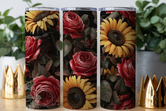 Red Roses Yellow Sunflowers Tumbler Wrap