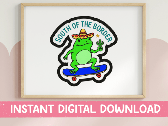 South of the Border Skateboard Frog SVG: Graphics for T-Shirt Designs