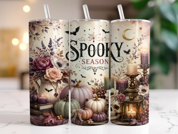 Spooky Season Floral Pumpkin Tumbler: Graphics & Wraps