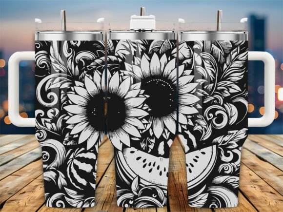 Sunflower Watermelon 40oz Tumbler Graphics for Laser Engraving