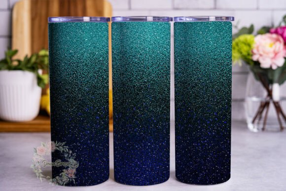Teal Blue Glitter Ombre Graphics & Tumbler Wraps
