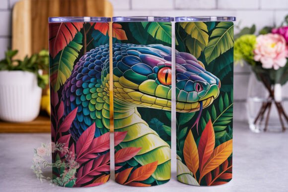 Vibrant Jungle Snake 20oz Tumbler Wraps Graphics