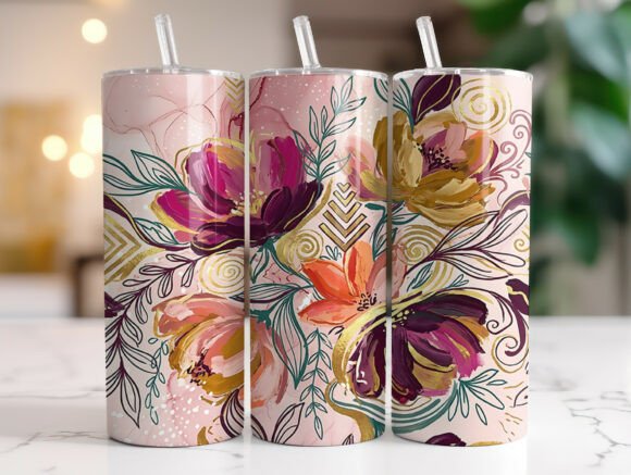 Whimsical Summer Flower 20oz Tumbler PNG