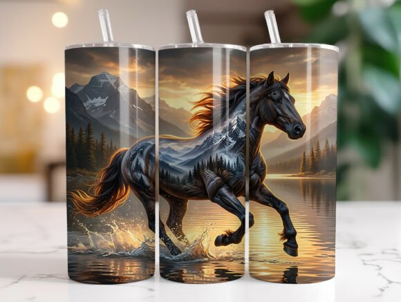 Wild Horse Mountain Tumbler Wrap PNG Graphics